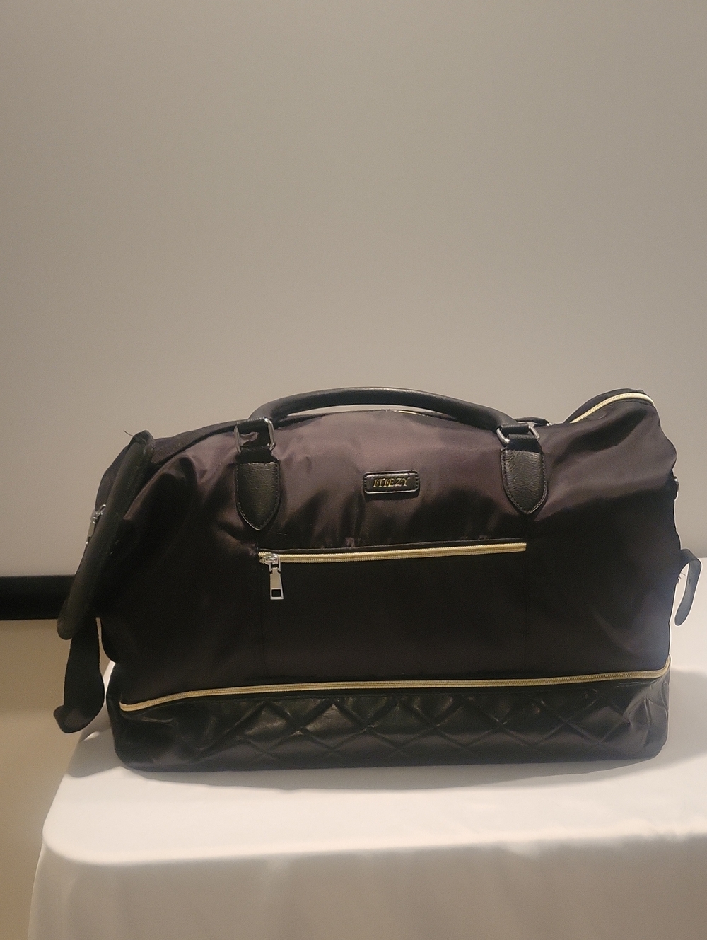 Women's Itiezy Black Weekender Bag with Gold Accent - Travel Carryall
